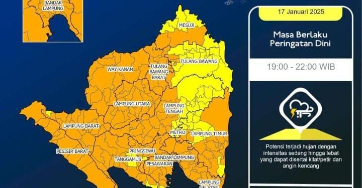 Peringatan Dini BMKG: Cuaca Buruk Berpotensi Melanda Wilayah Lampung hingga Malam Ini