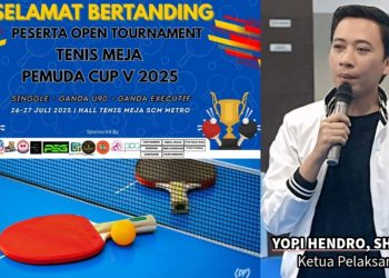 Tournament Tenis Meja Pemuda Cup V Lampung 2025 Digelar, Ketuplak Ucap Terimakasih Kepada Owner SCM Metro
