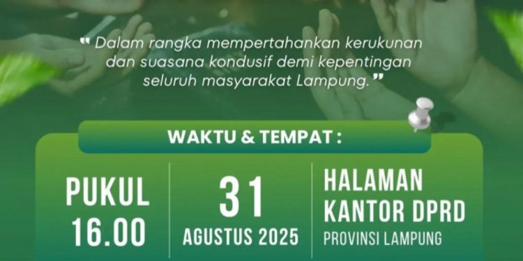 Masyarakat Lampung Diundang Hadiri Doa Bersama di Halaman Kantor DPRD Provinsi Lampung