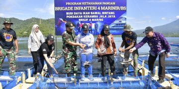 Danbrigif 4 Marinir/BS Bersama Walikota Bandar Lampung Dan Owner Golden Tulip Panen Bawal Dan Melon